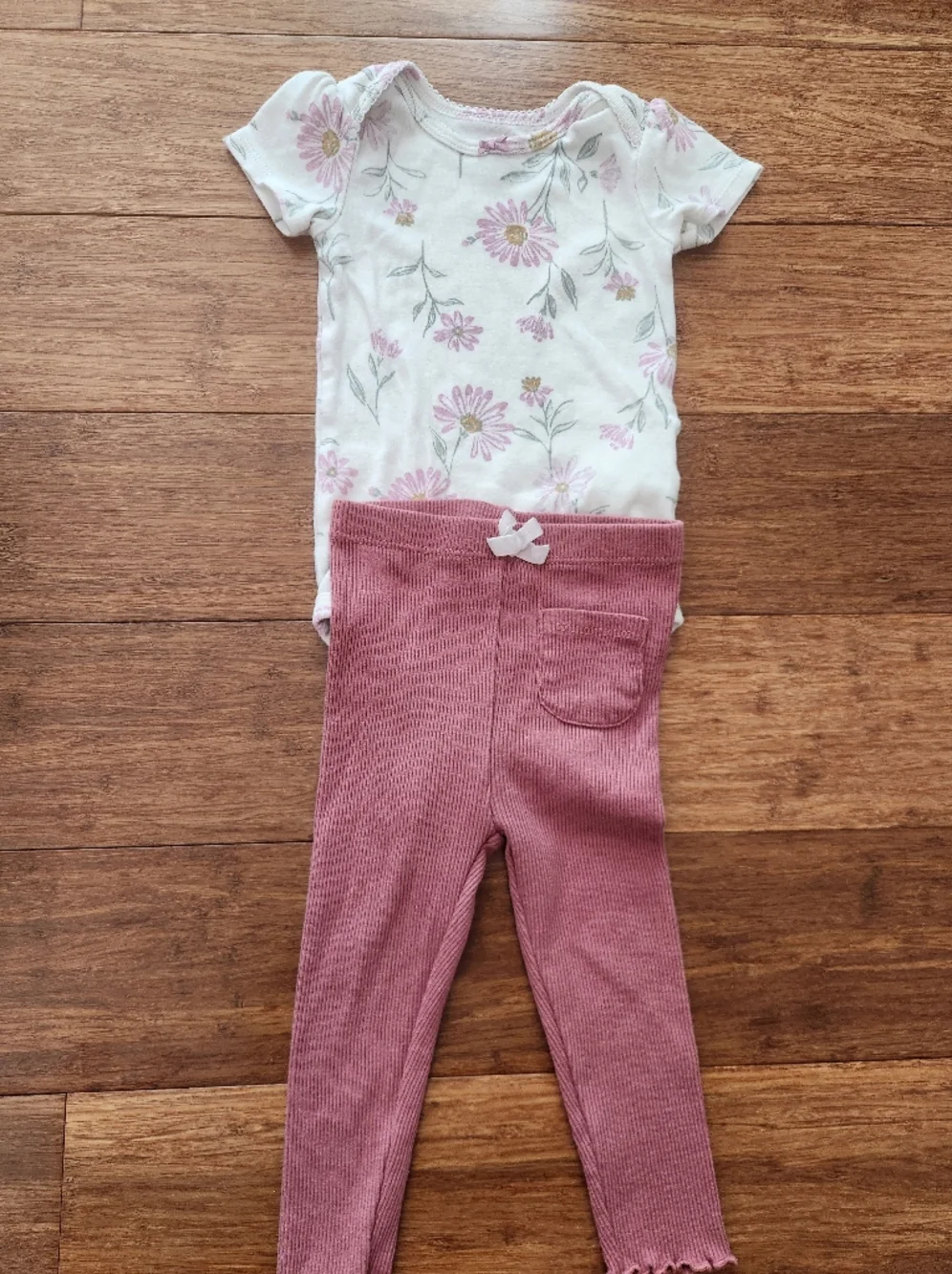 Set Of 3 Baby Girl Short Sleeve Bodysuits Shorts Pants Koala, Floral, 6-9 Months